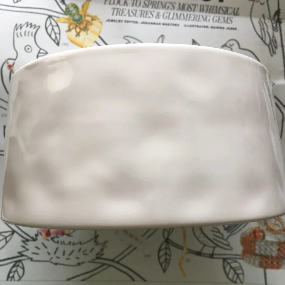Rae Dunn dog food bowl etched with “Chow down”